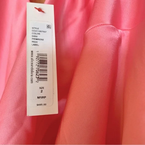 Alice + Olivia Pink Halter Dress Pink Satin High Low Slip Dress - Size 2 NWT
